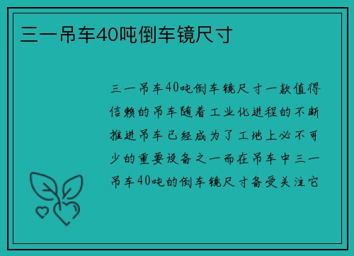 三一吊车40吨倒车镜尺寸